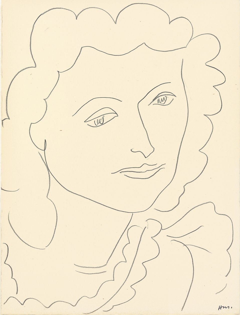 Cabeza grande (Lucienne) (lápiz sobre papel) de Henri Matisse