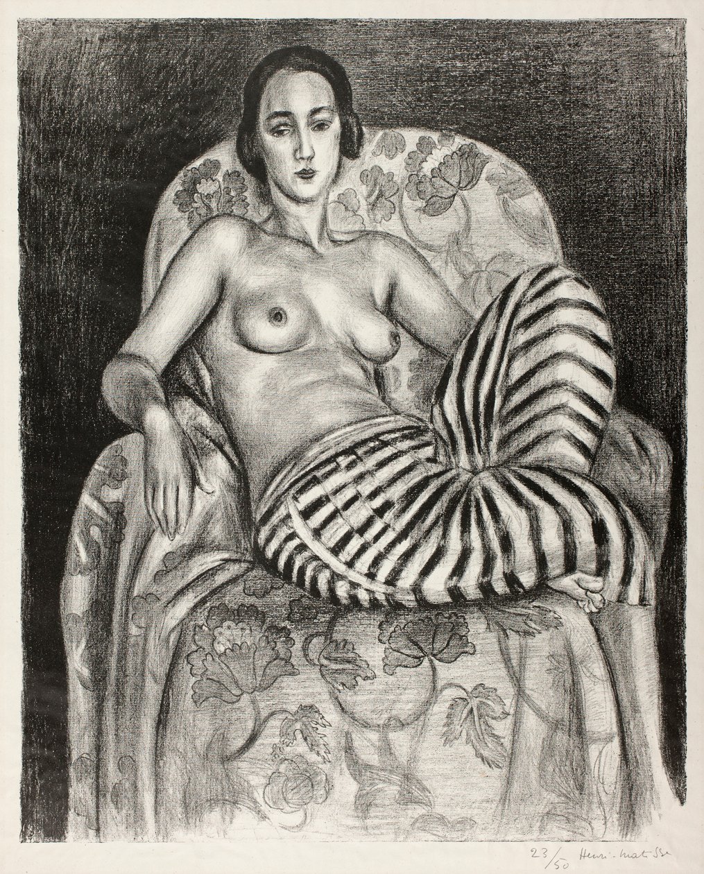 Odalisca corpulenta con pantalones a rayas de Henri Matisse