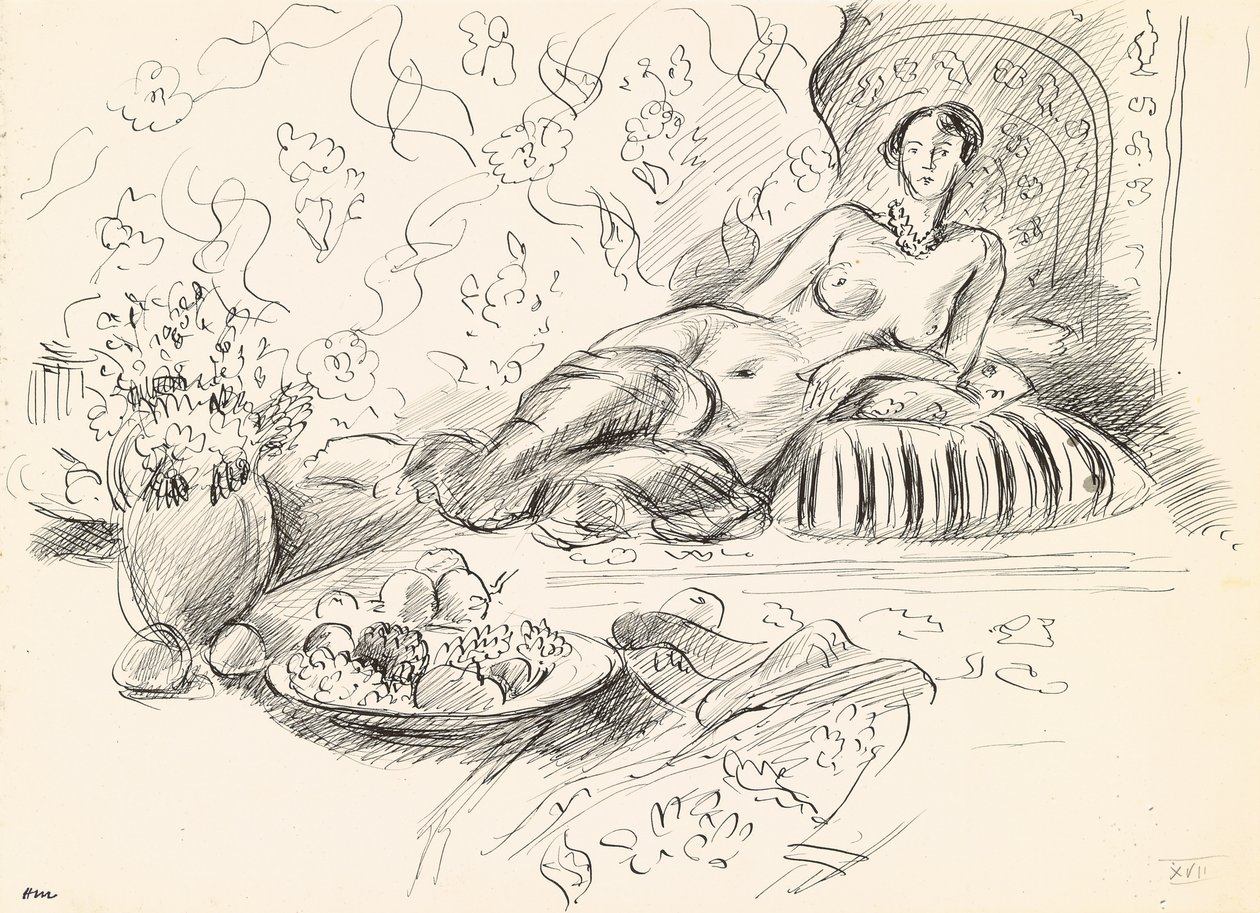 Odalisca tumbada II, c.1927 (pluma y tinta sobre papel) de Henri Matisse