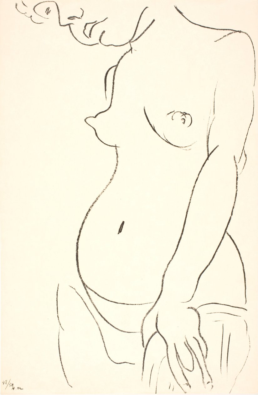 Mujer desnuda de medio cuerpo, de tres cuartos hacia la izquierda. La parte superior de la cabeza está recortada de Henri Matisse