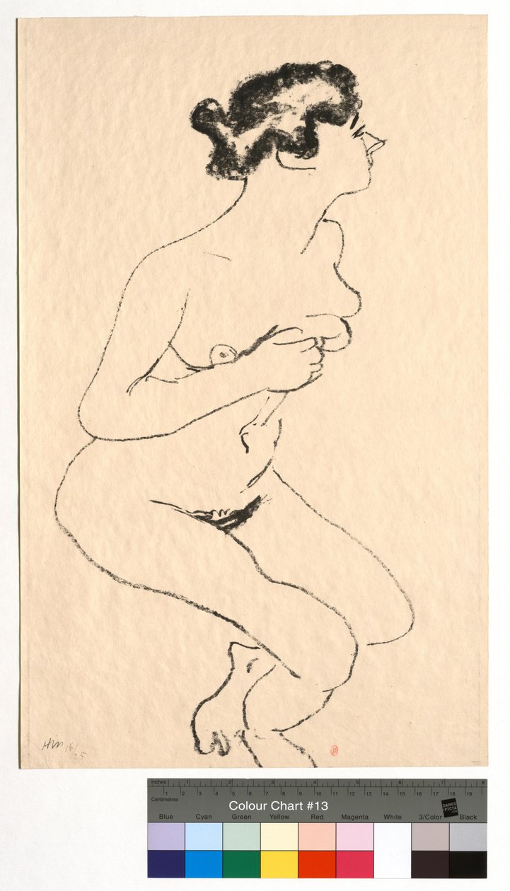 Desnudo en cuclillas, de perfil, con el pelo negro de Henri Matisse