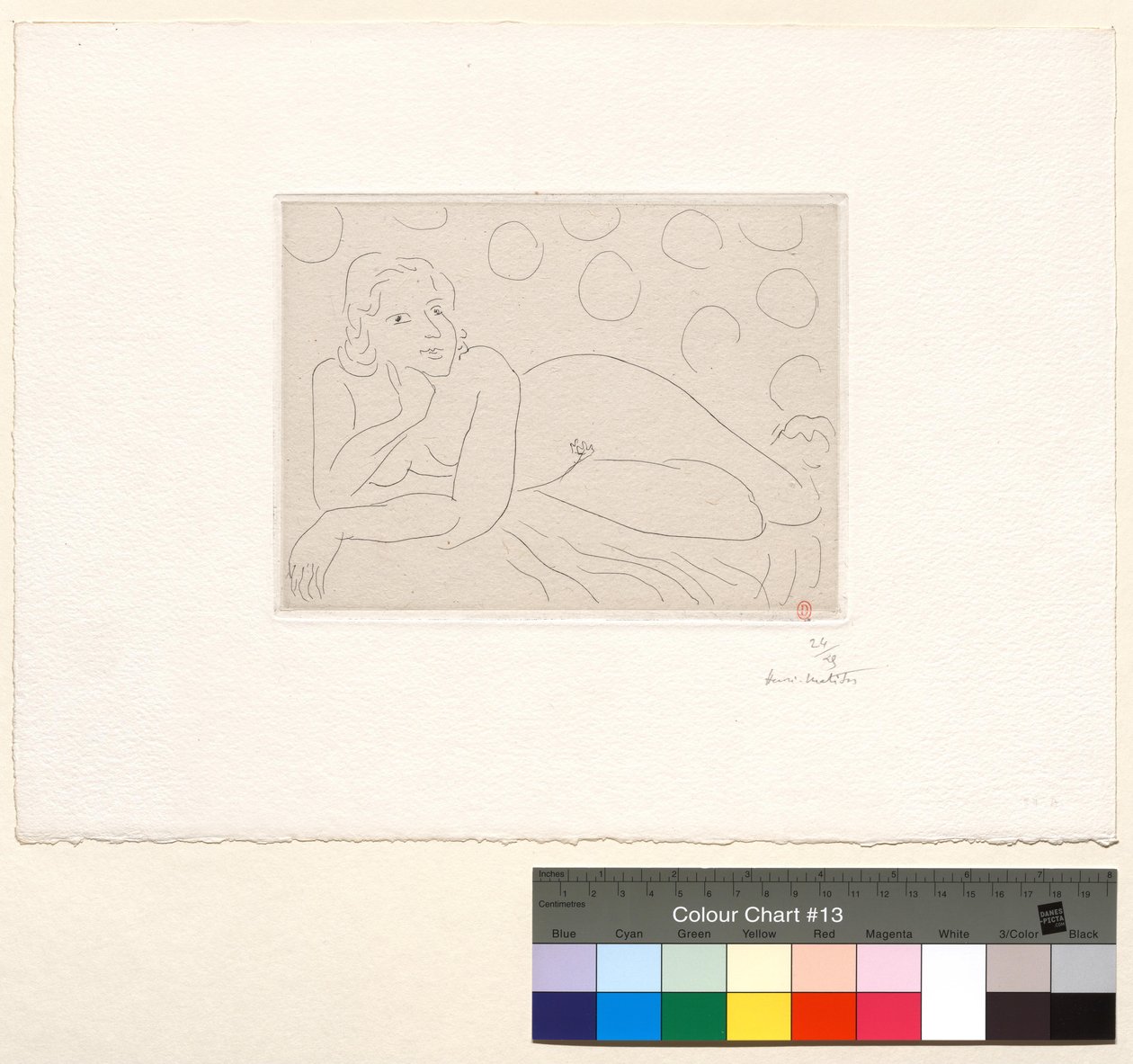 Desnudo recostado sobre fondo con motivos circulares de Henri Matisse
