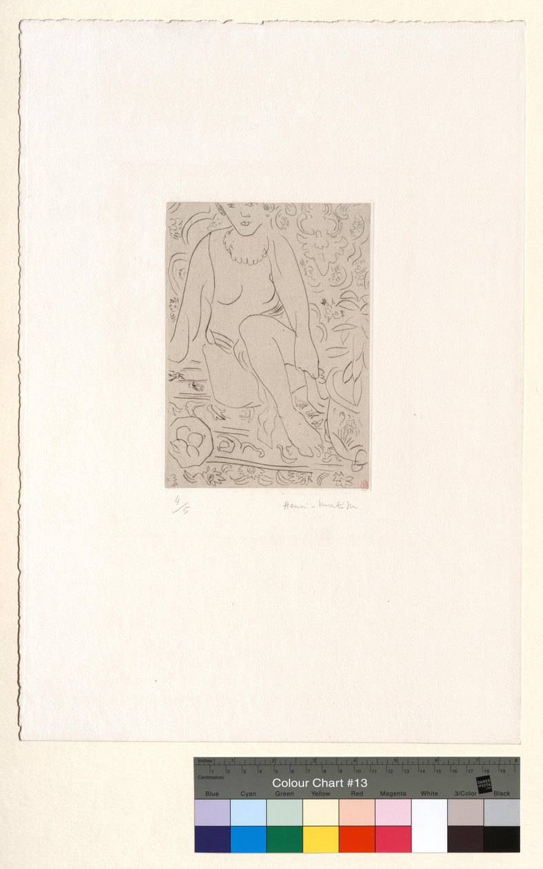 Desnudo en un interior con un cuenco de fruta de Henri Matisse