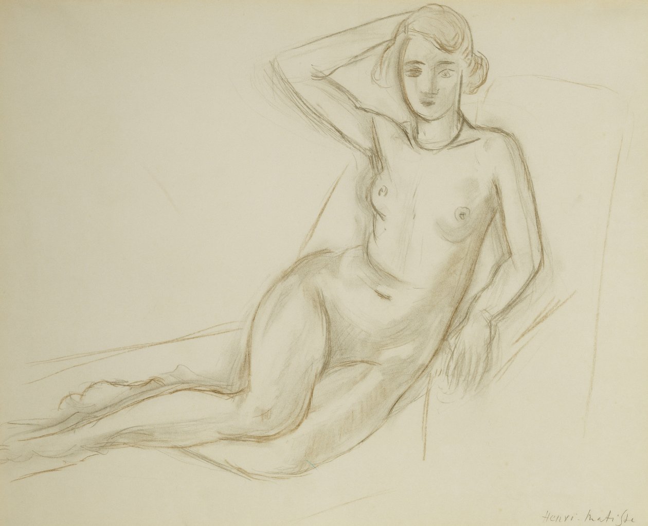 Desnudo sentado en una silla reclinable; Nu Assis sur une Chaise Longue de Henri Matisse
