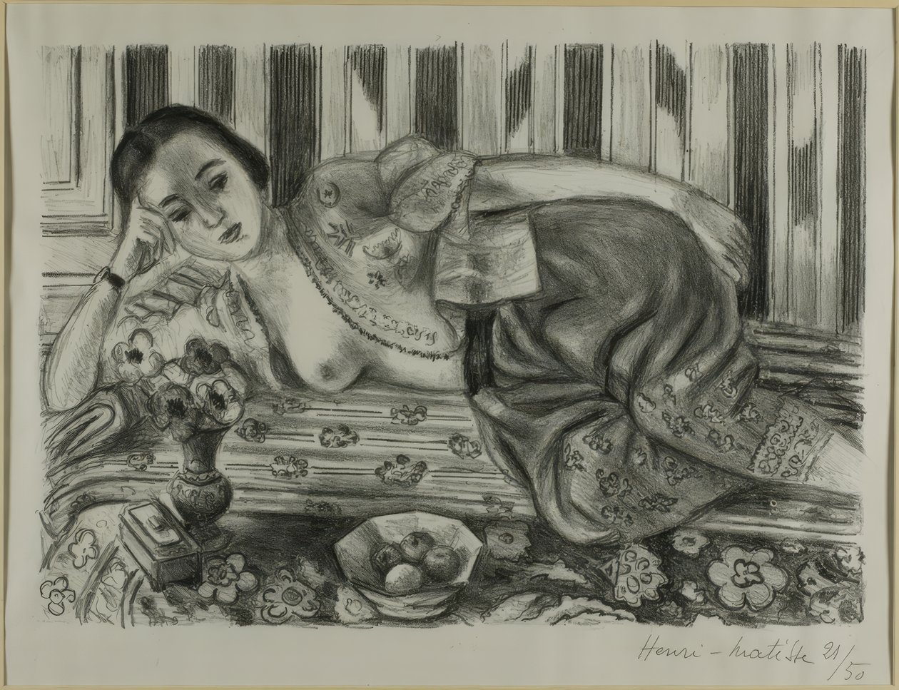 Odalisca con pantalón de raso rojo de Henri Matisse