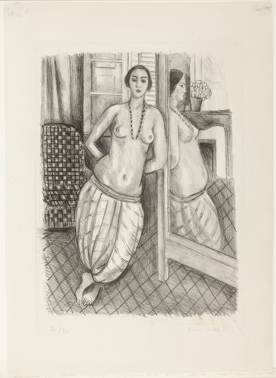 Odalisca con pantalones a rayas, reflejada en el espejo de Henri Matisse
