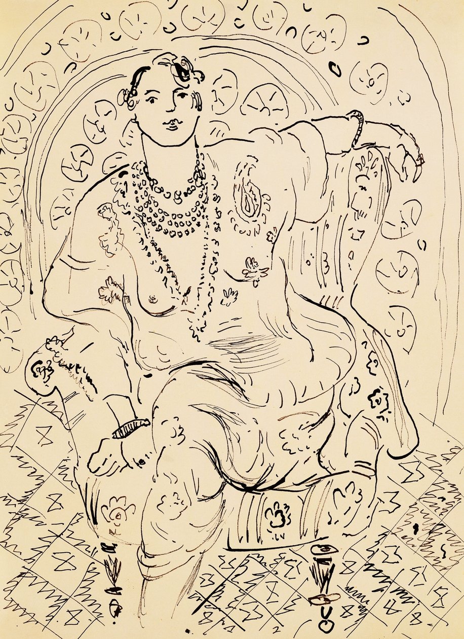 Odalisca con fondo de flores de Henri Matisse