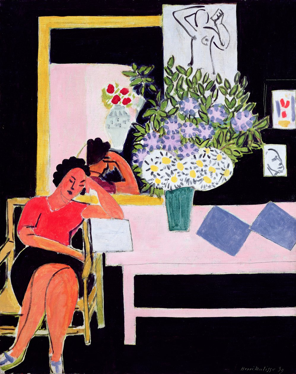 Lector sobre fondo negro de Henri Matisse