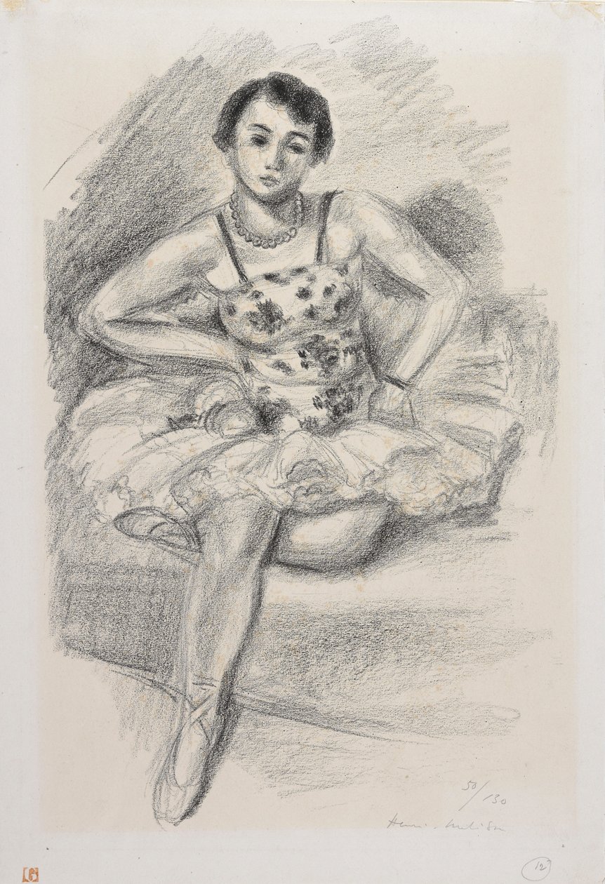 Bailarina sentada, con la pierna izquierda doblada debajo de Henri Matisse