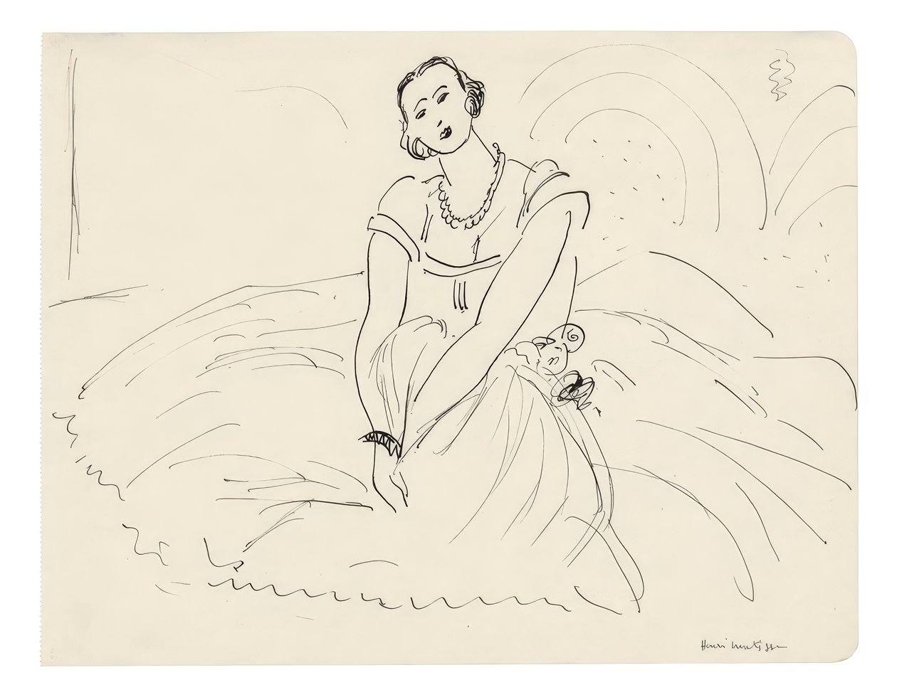 Mujer sentada con vestido con falda de Henri Matisse