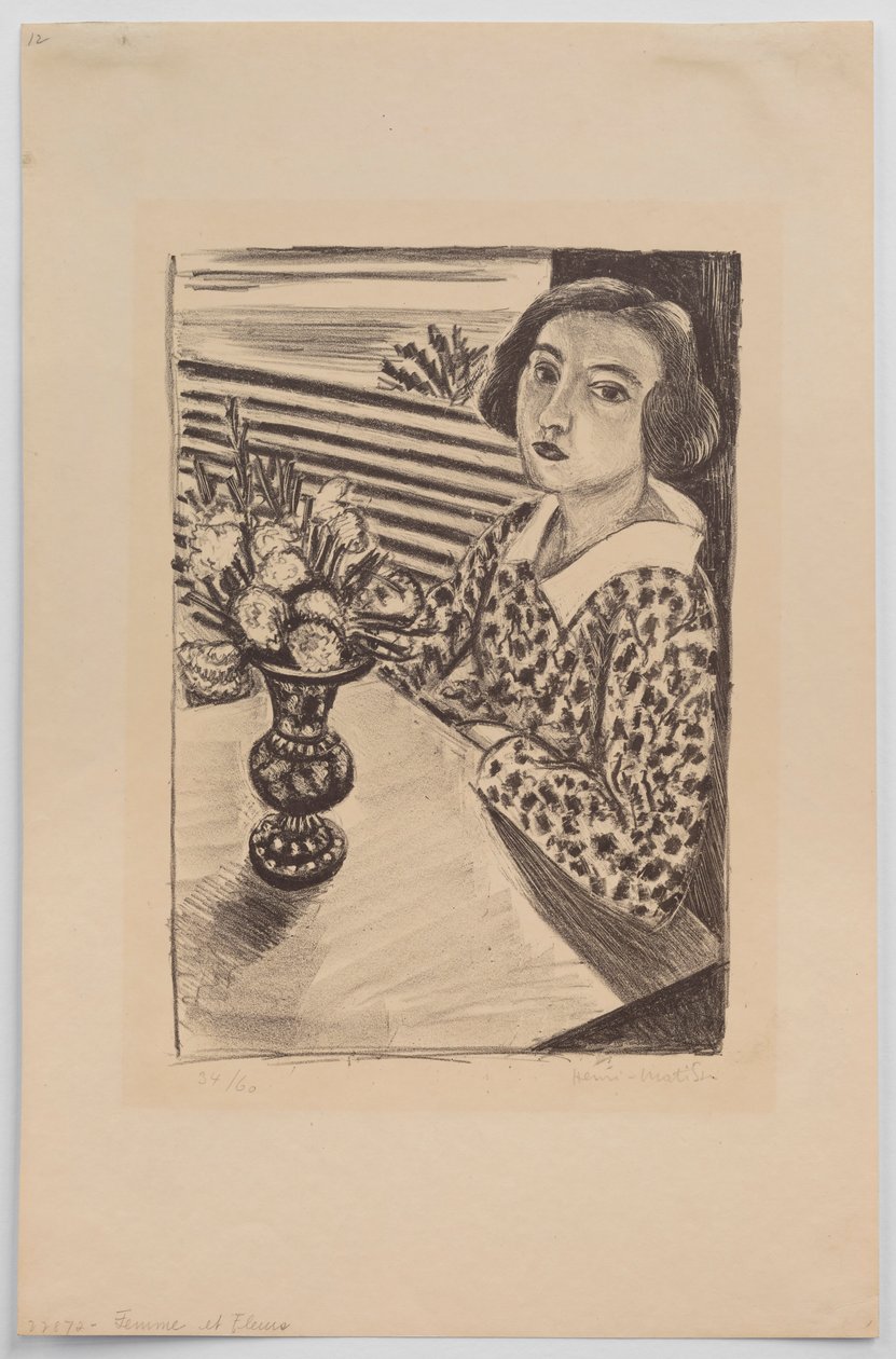 Niña sentada con un ramo de flores de Henri Matisse