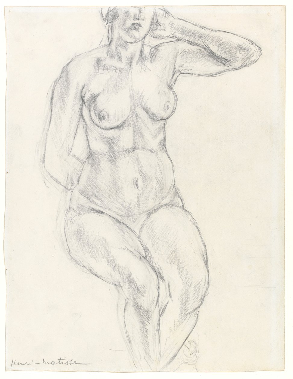 Desnudo sentado, c.1918 (grafito y tiza negra sobre papel) de Henri Matisse