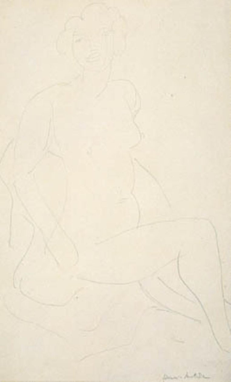 Modelo femenina sentada, vuelta hacia la derecha de Henri Matisse