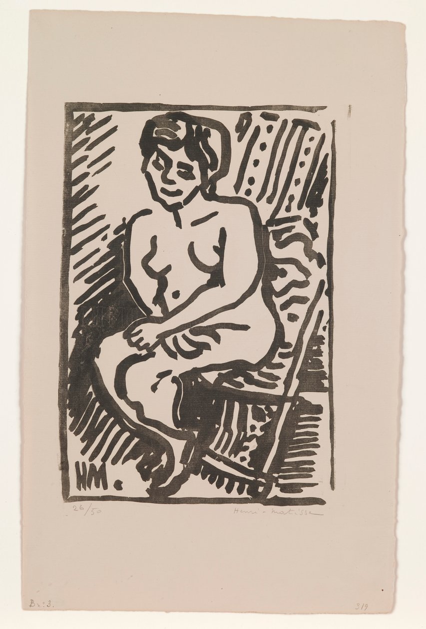 Pequeño grabado en madera negro de Henri Matisse