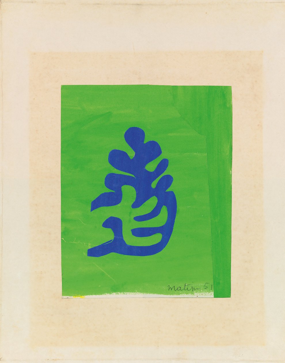 Pequeño arabesco azul sobre fondo verde de Henri Matisse