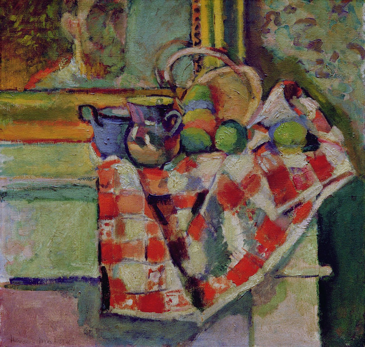 Naturaleza muerta con mantel de cuadros, c.1903 (óleo sobre lienzo) de Henri Matisse