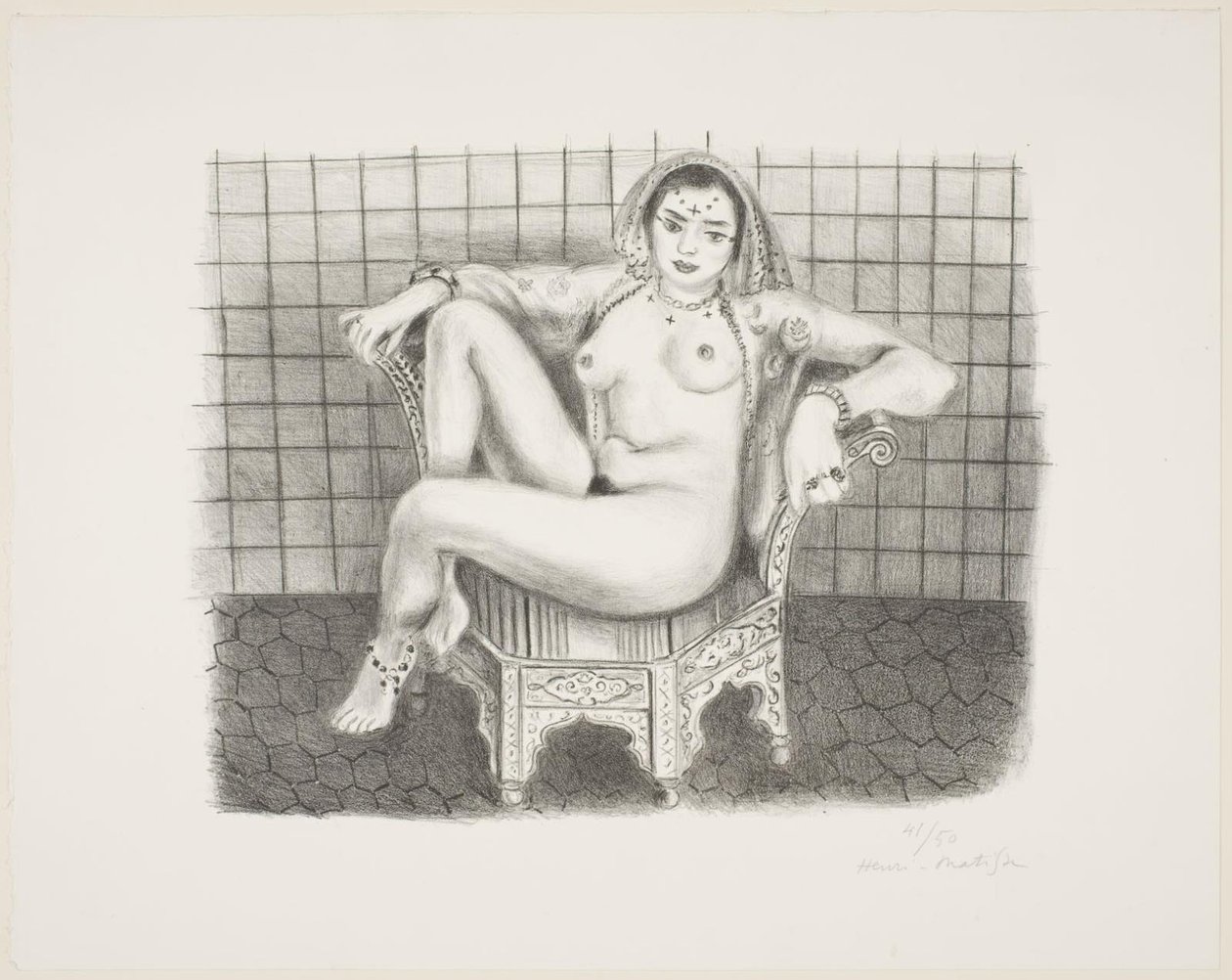 Joven hindú, sentado desnudo en una silla de Henri Matisse