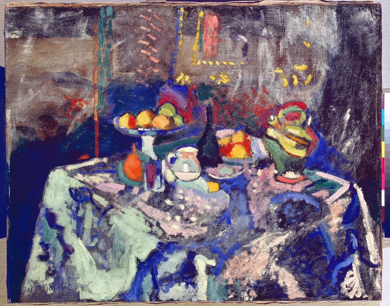 Jarrón, botella y fruta, c.1906 (óleo sobre lienzo) de Henri Matisse