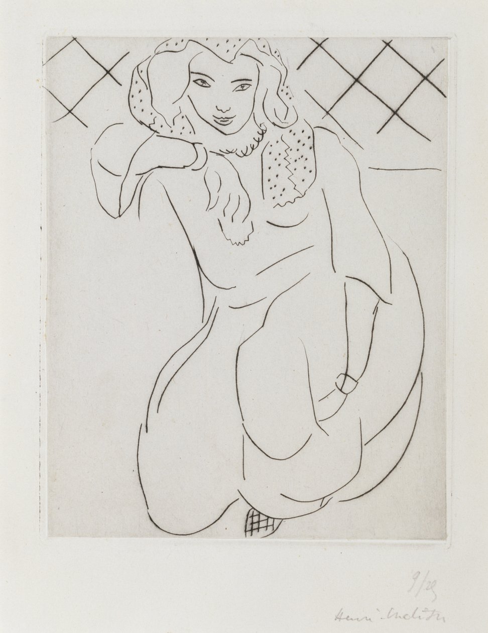 Mujer oriental con velo arrodillada de Henri Matisse