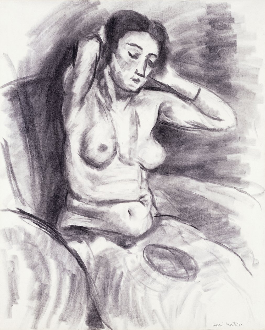 Woman Restyling her Hair; Femme se Recoiffant, c.1925 (carboncillo sobre papel) de Henri Matisse