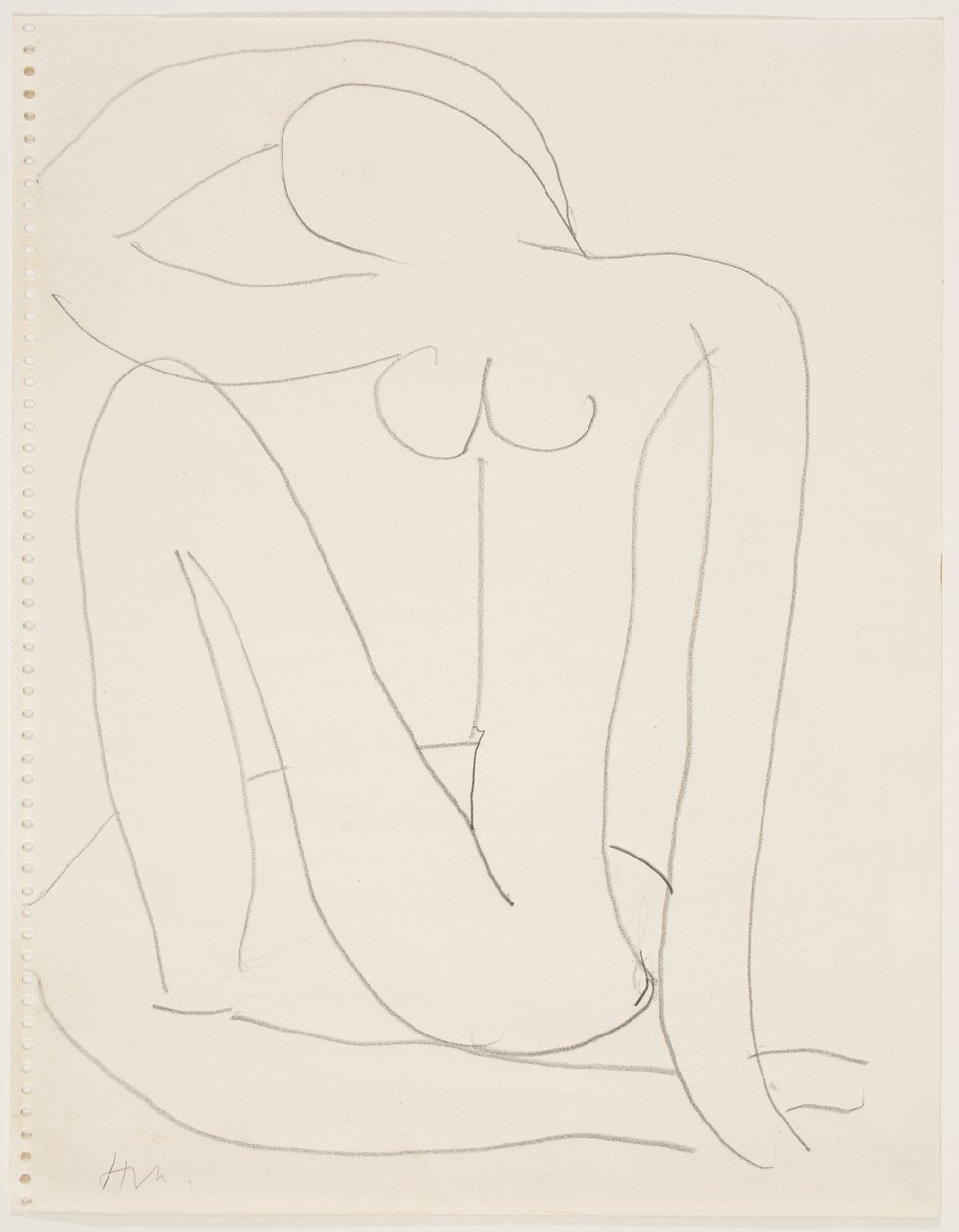 Mujer sentada con el brazo sobre la cabeza (lápiz sobre papel) de Henri Matisse
