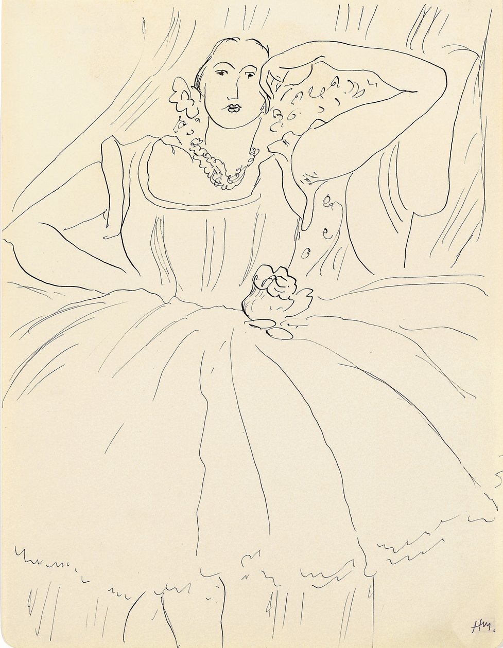Mujer con vestido de noche (pluma y tinta sobre papel) de Henri Matisse