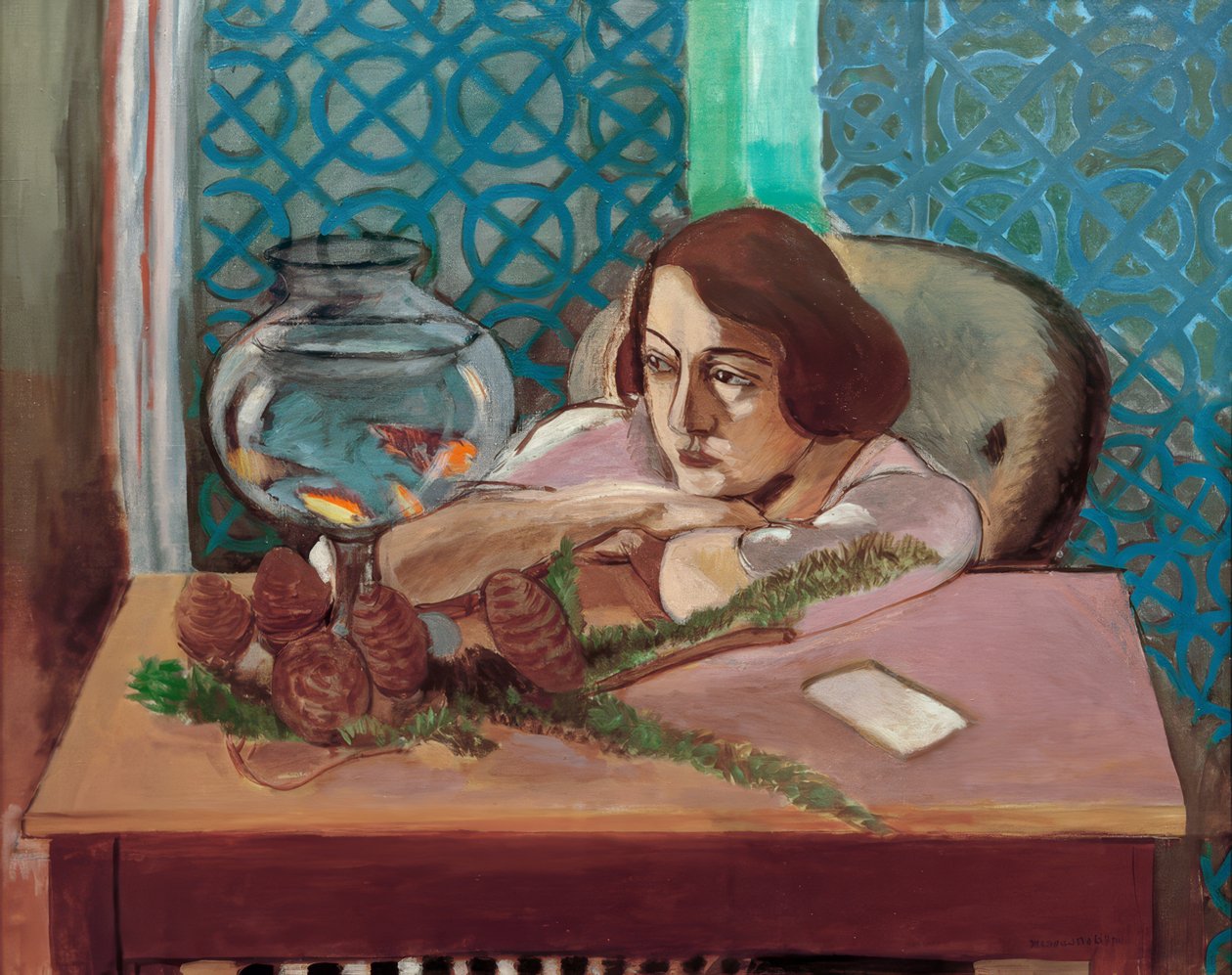 Mujer delante de un acuario de Henri Matisse