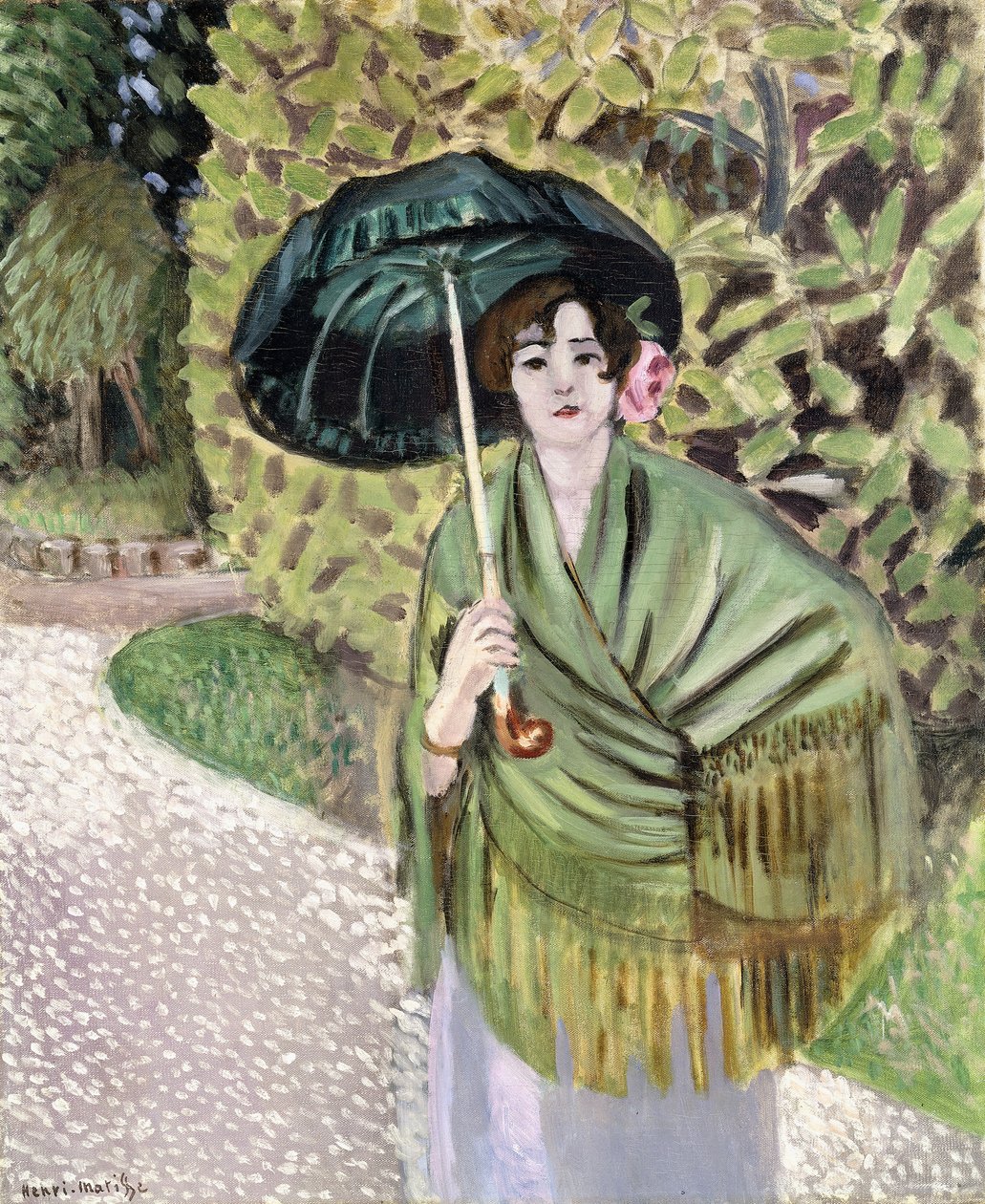 Mujer con parasol verde de Henri Matisse