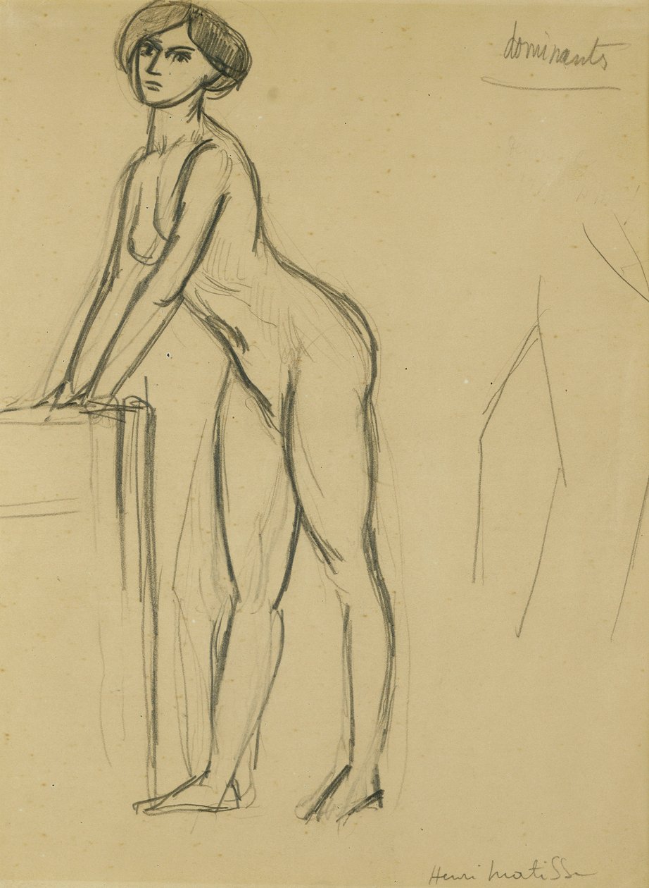 Muchacha de pie, c. 1908-10 (lápiz sobre papel) de Henri Matisse