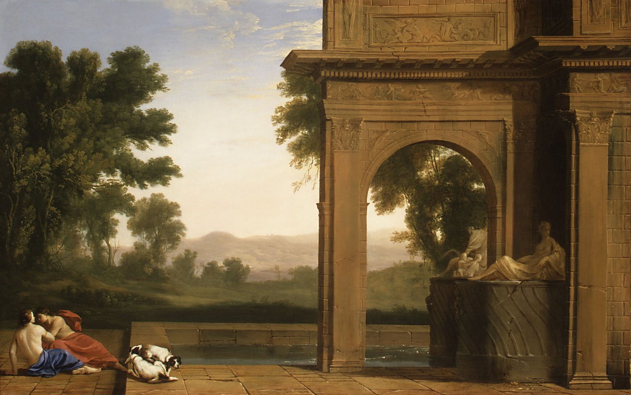 Paisaje clásico con figuras de Henri Mauperche