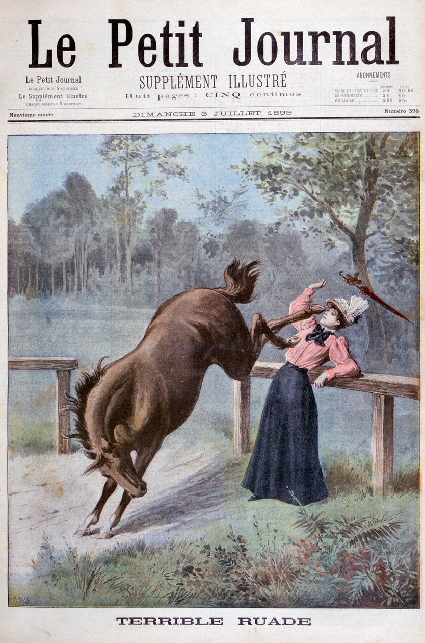 Una joven es pateada por un caballo, 1898 de Henri Meyer