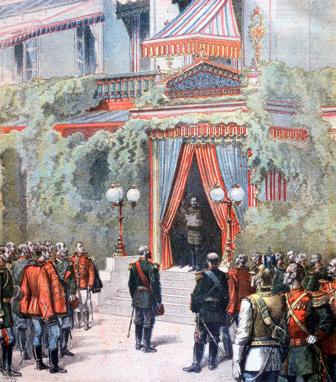 Anuncio sobre la salud del Zar Alejandro de Rusia, Palacio de Livadia, San Petersburgo, Rusia, 1894 de Henri Meyer