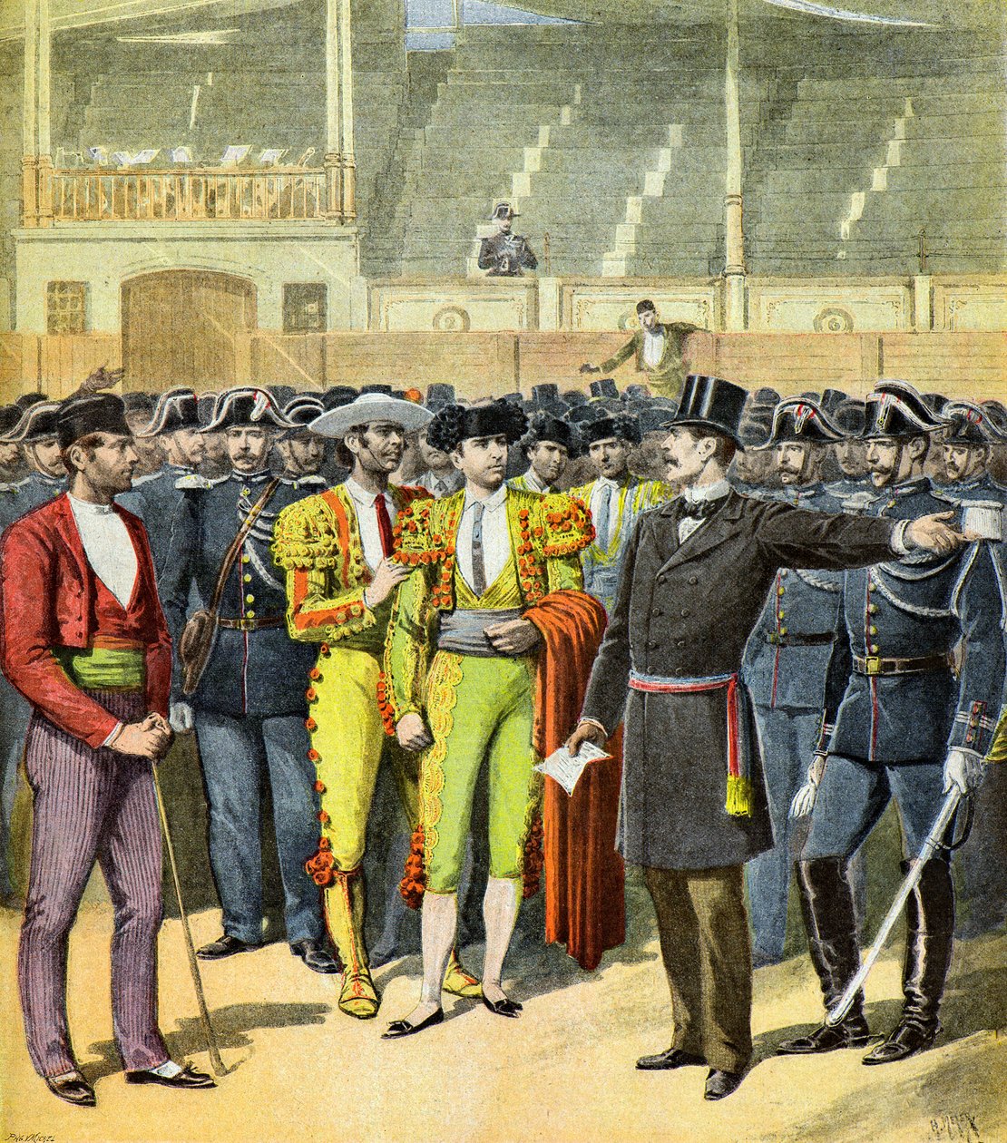 Prohibición de las corridas de toros en el sur de Francia,1895 (Ilustración) de Henri Meyer