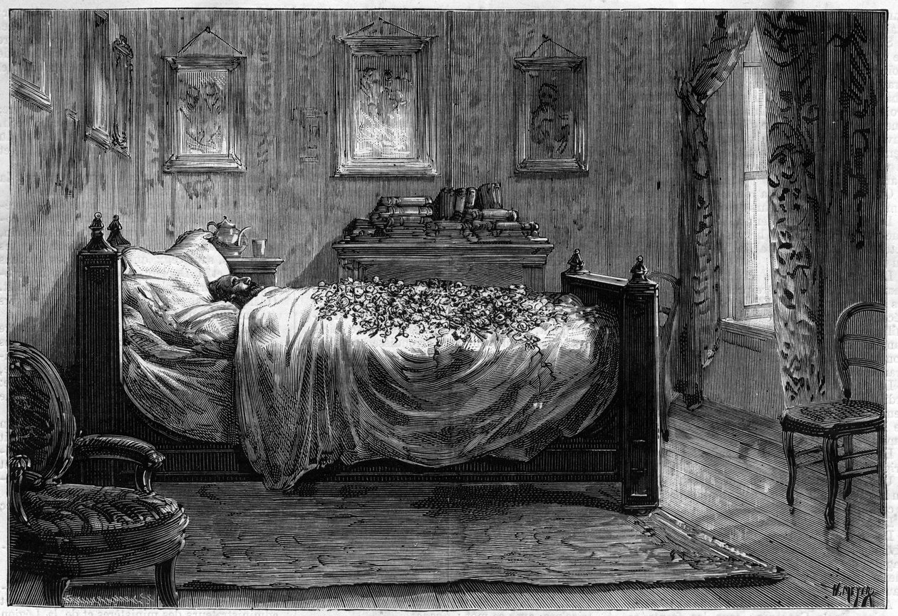 Muerte de Leon Gambetta (1838-1882) político francés - la Cámara Mortuoria - en 