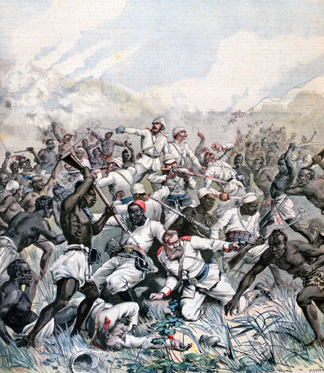 Destrucción de una expedición alemana en África, 1891 de Henri Meyer