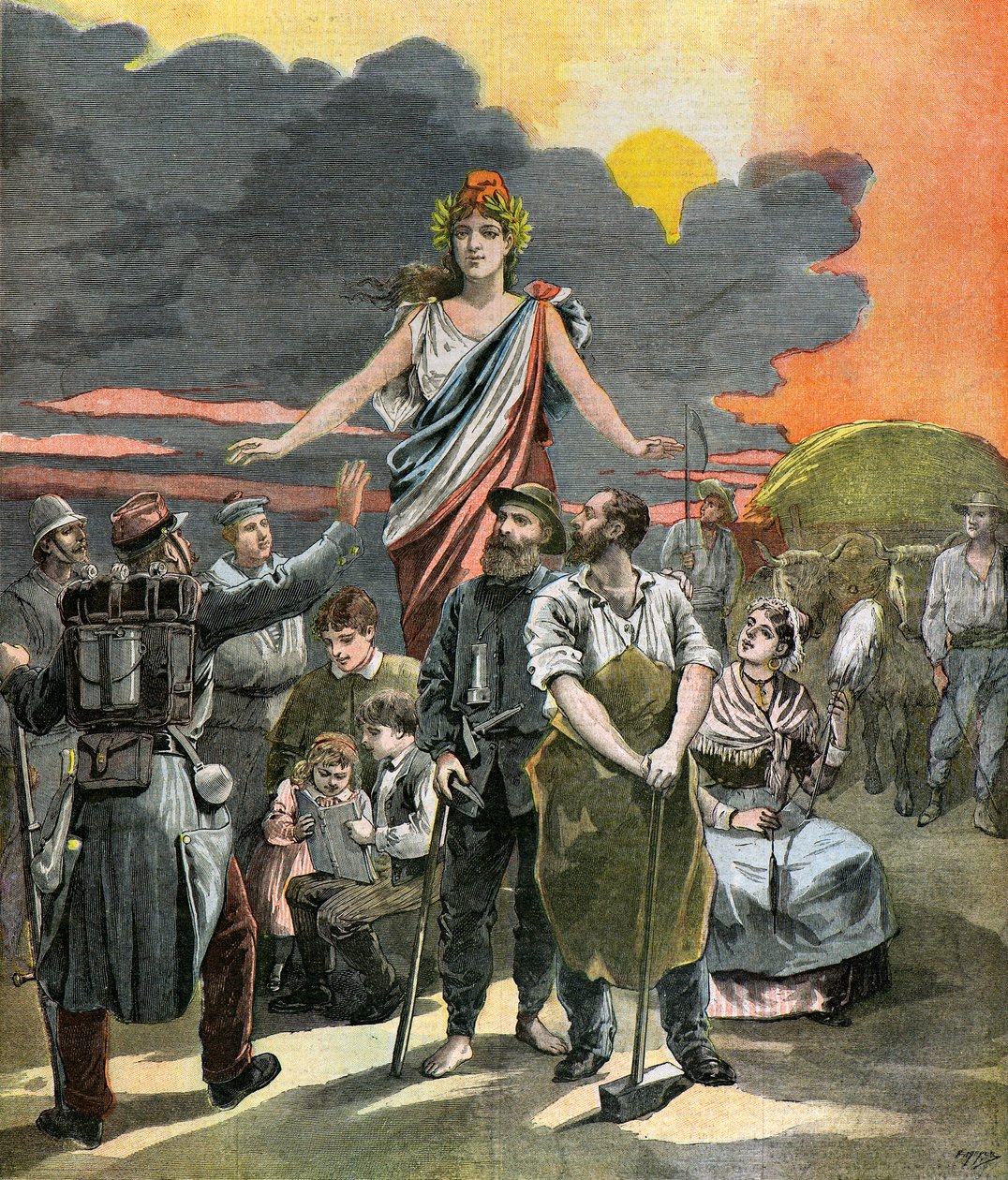 Grabado alegórico de la República Francesa de Henri Meyer
