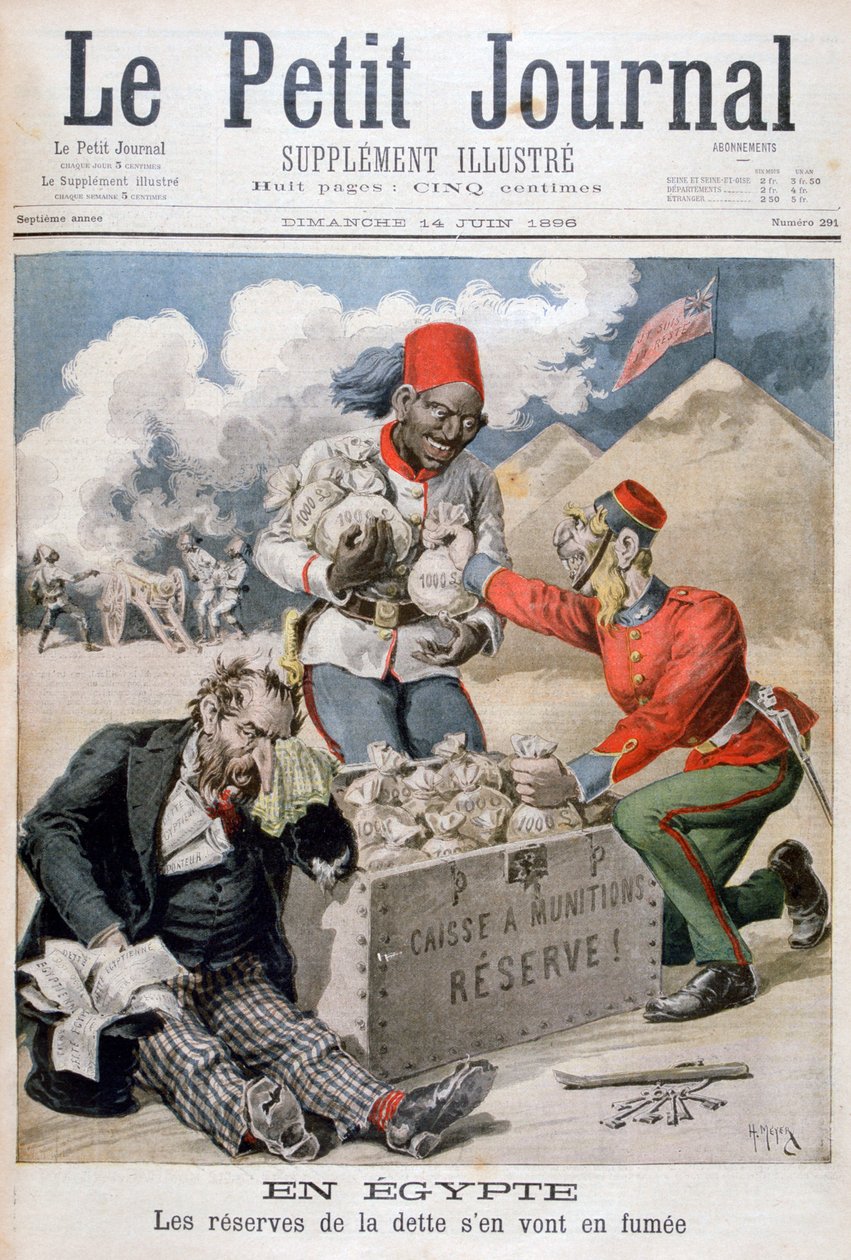 En Egipto: Las reservas de la deuda se desvanecen en humo, 1896 de Henri Meyer
