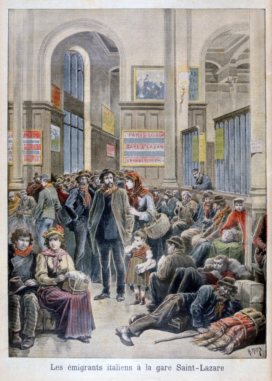 Emigrantes italianos en la Gare Saint-Lazare, París, 1896 de Henri Meyer