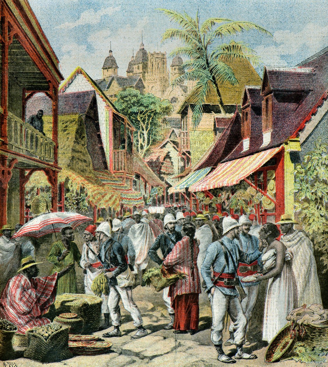 El ejército francés en Madagascar,1895 (Ilustración) de Henri Meyer