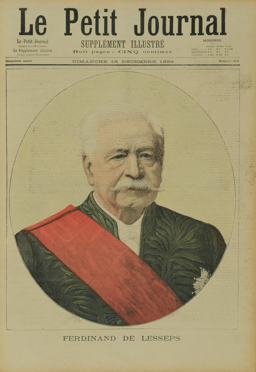 Retrato de Ferdinand Marie de Lesseps (1805-94) de Le Petit Journal, 16 de diciembre de 1894 de Henri Meyer
