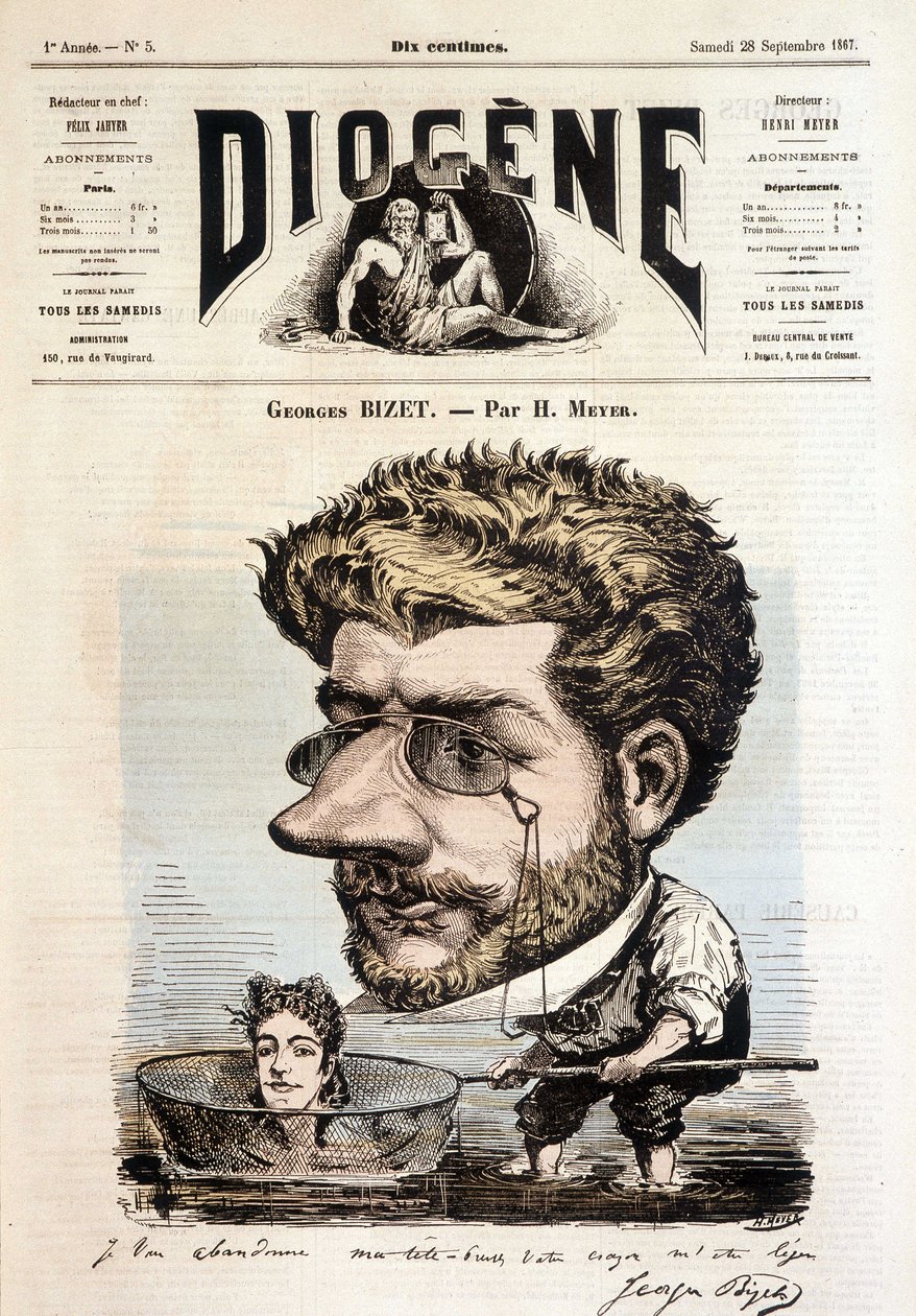 Retrato de Georges Bizet por Meyer - en “Diogenes”, 28/09/1867 de Henri Meyer