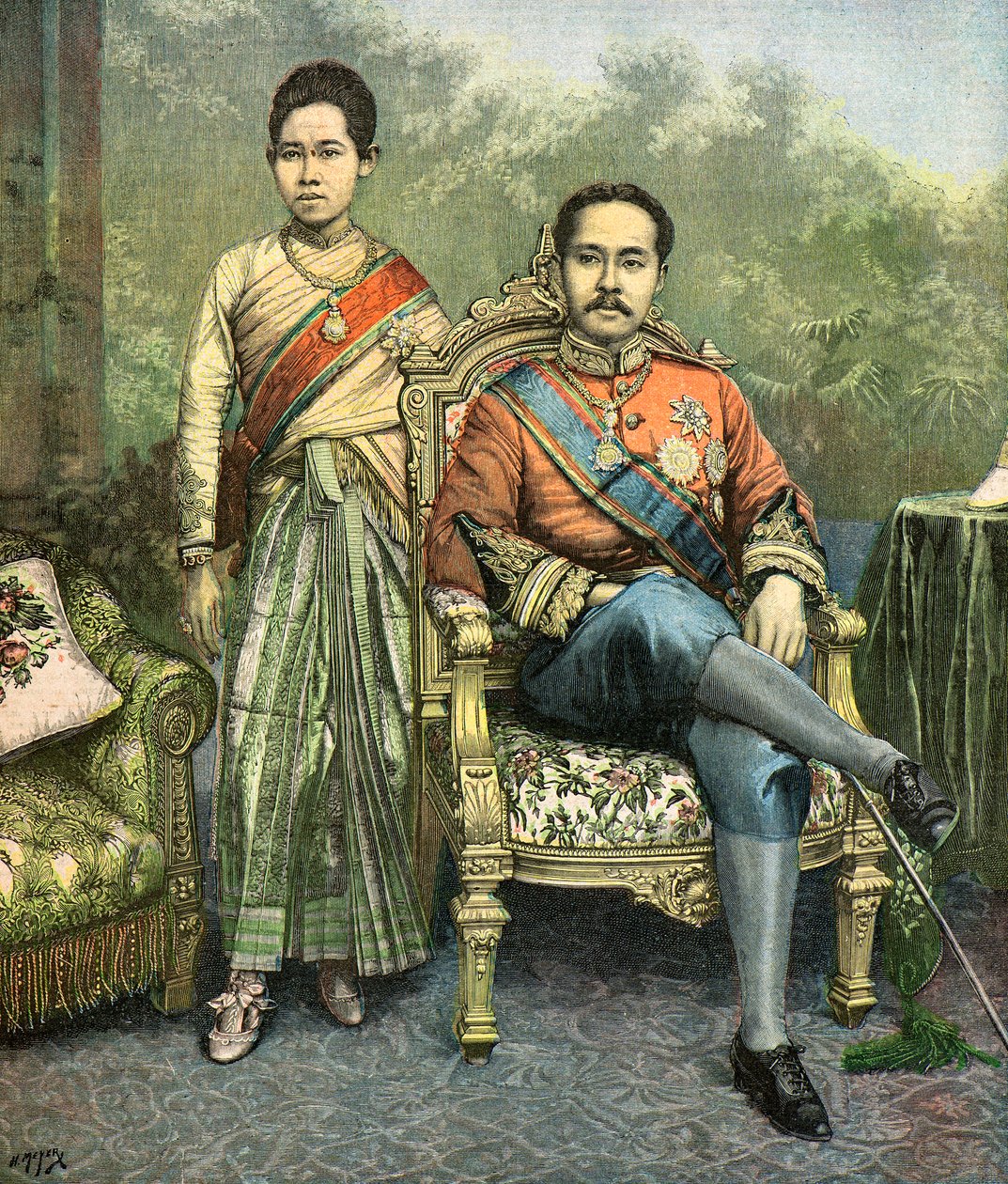 Retrato del rey Rama 5 y la reina Savang Vadhana de Henri Meyer