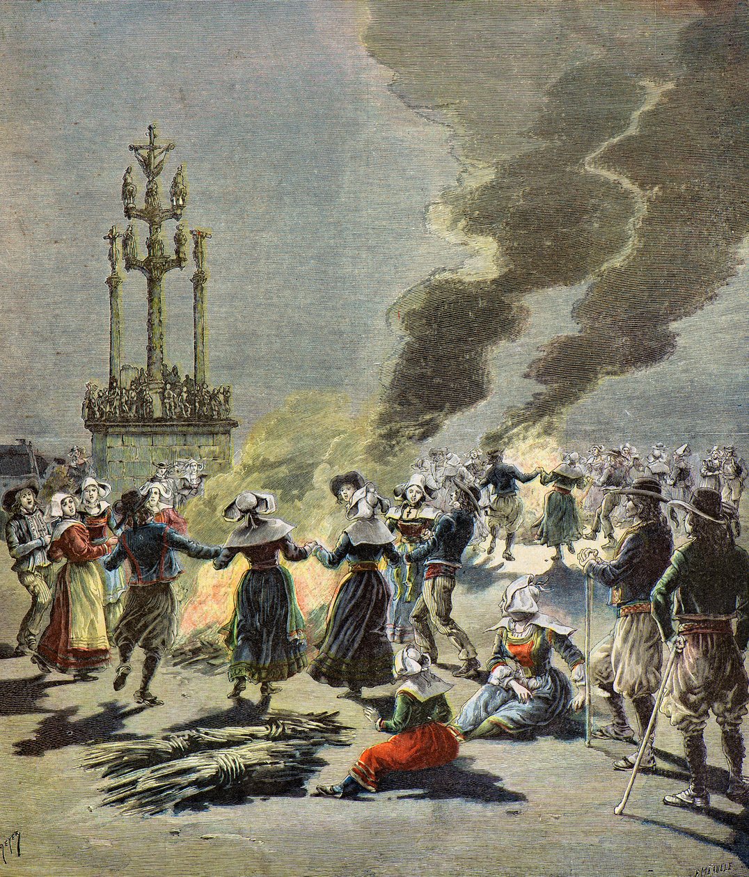 Hoguera de San Juan en Bretaña de Henri Meyer