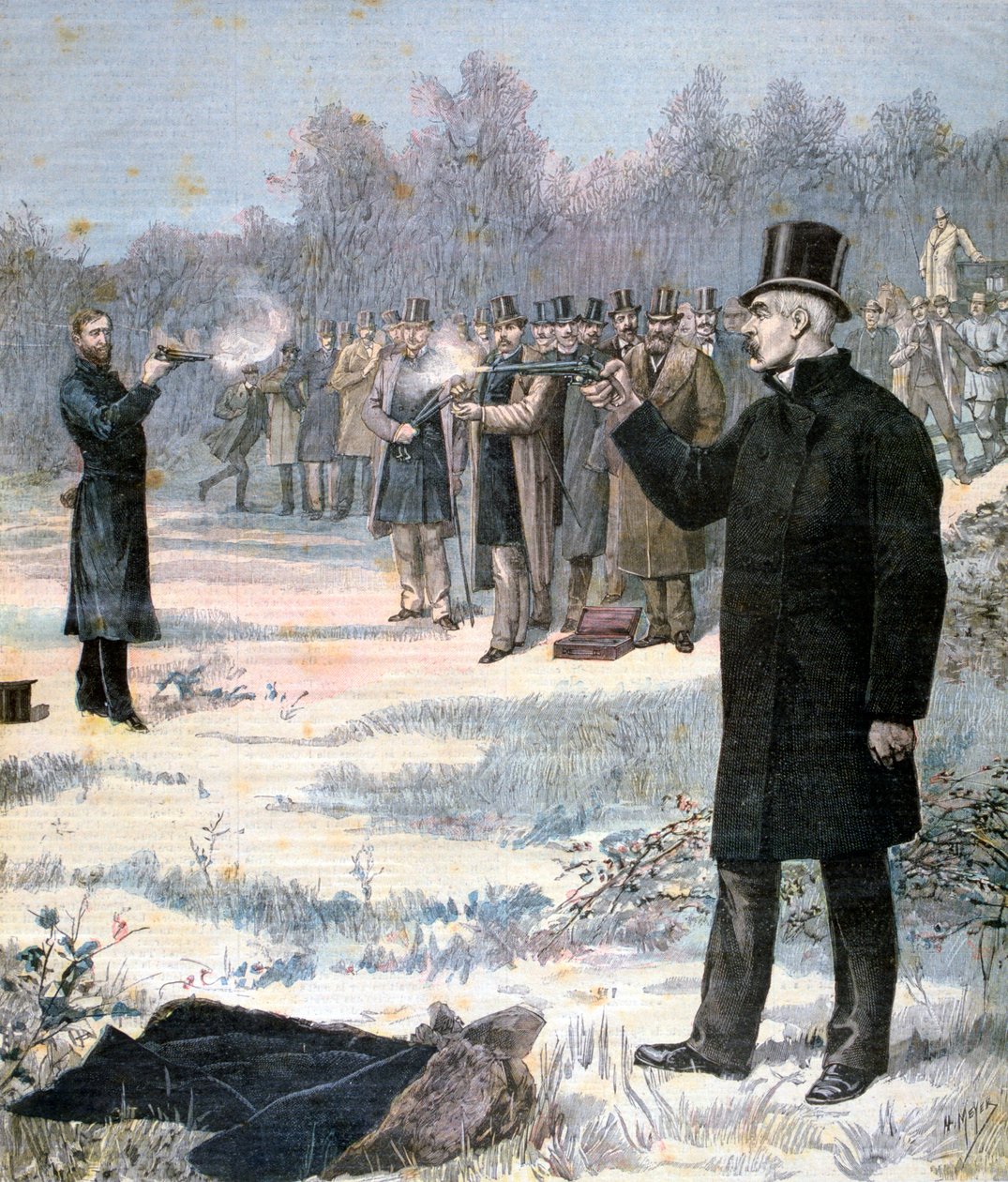 El duelo entre Paul Deroulede y Georges Clemenceau, 1893 de Henri Meyer