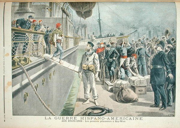 Los primeros prisioneros en Key West durante la Guerra Hispanoamericana, de Le Petit Journal, 8 de mayo de 1898 de Henri Meyer