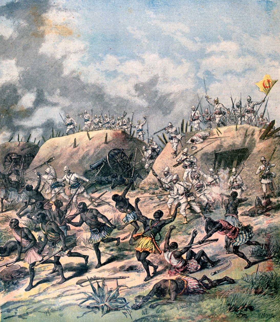 El ataque francés a Kana, Dahomey, África, 1892 de Henri Meyer
