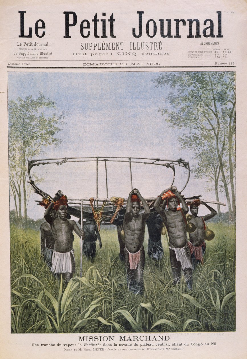 La misión Marchand viajando del Congo al Nilo, de Le Petit Journal, 28 de mayo de 1899 de Henri Meyer