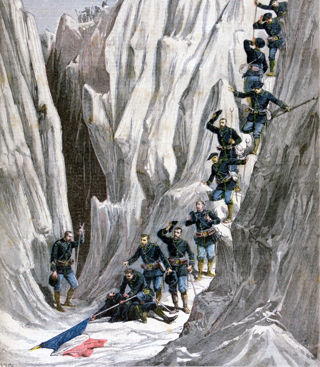 El cadáver descubierto del Teniente Bujon, Alpes franceses, 1891 de Henri Meyer