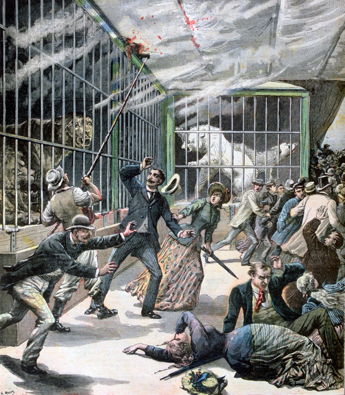 El incidente en la casa de fieras, Montceau-les-Mines, Francia, 1891 de Henri Meyer