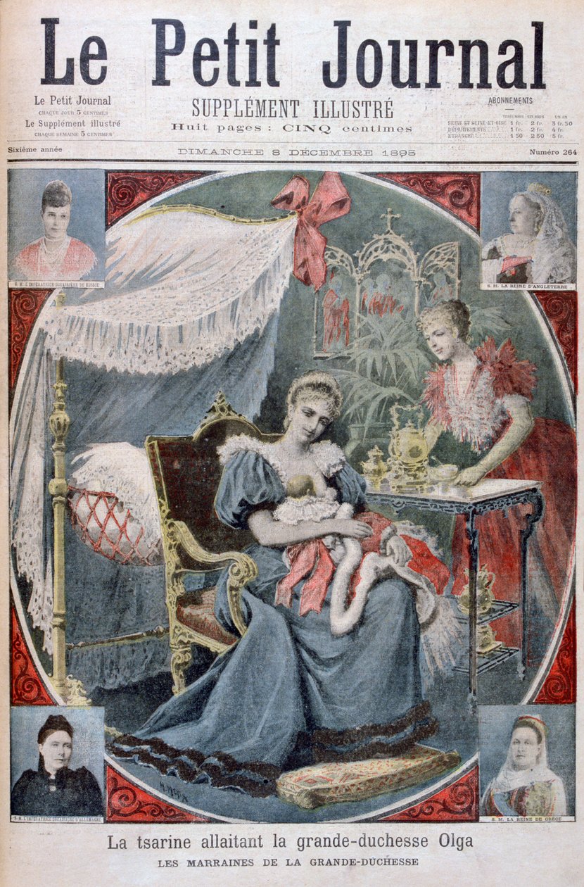La zarina amamantando a la Gran Duquesa Olga de Rusia, 1895 de Henri Meyer